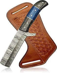 El yapımı şam çelik boğa kesici EDC maket bıçağı ile egzotik ahşap kolu ve deri kılıf özelleştirilebilir OEM desteklenen - Product Image 1