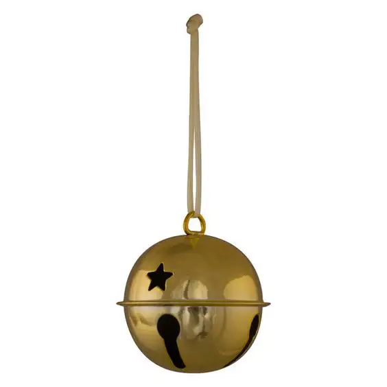 Ornement de décoration suspendu pour arbre de Noël Golden Jingle Bell avec corde suspendue Jingle Bells