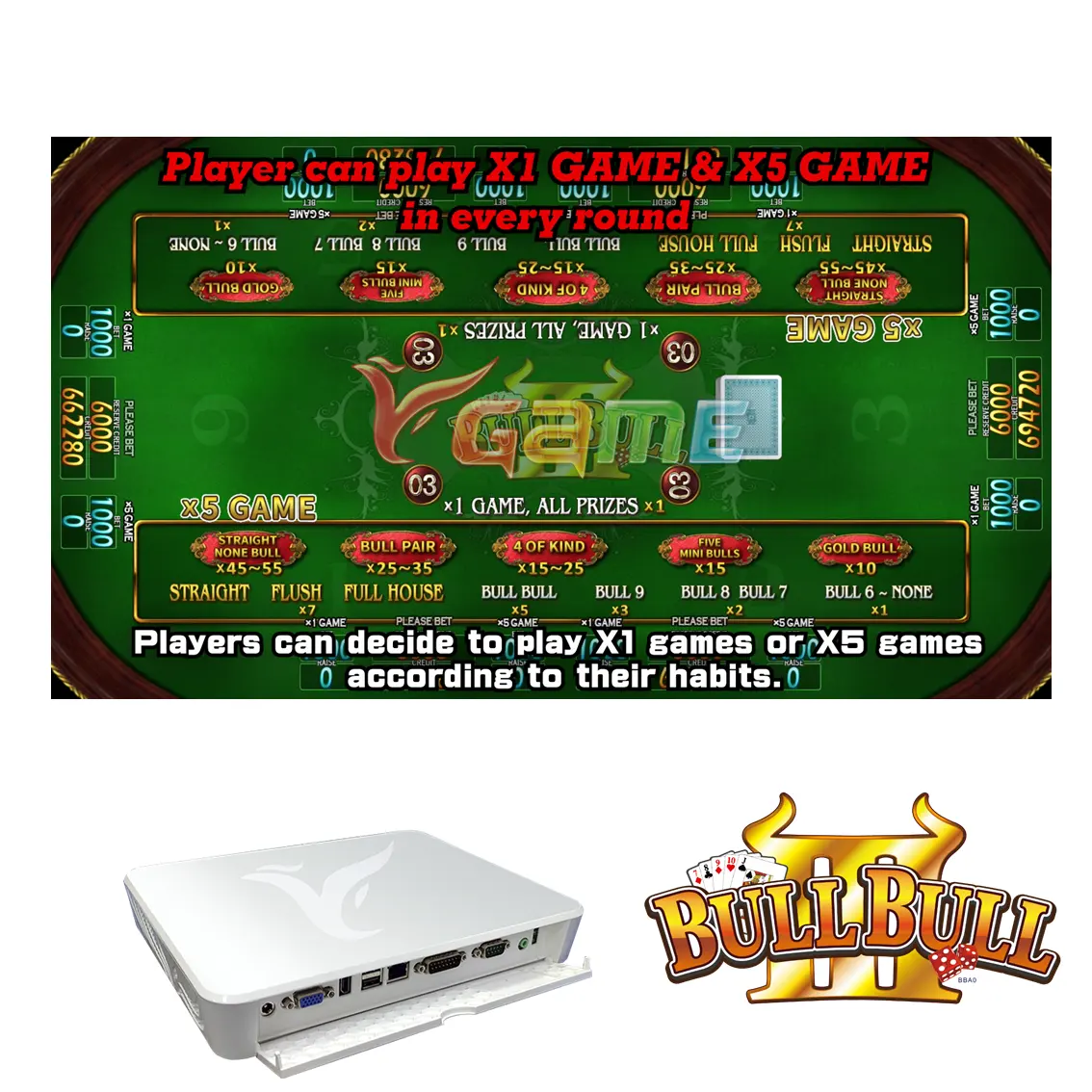 VGAME PCB Board Bullfight Niu Niu Software para Venda Jogo de cartas