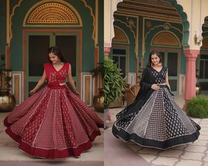 Hint ihracat kalite Modern tarzı giyim ağır Rayon Lehenga Choli & Dupatta Gota Patti dantel ve satılık baskılı çalışma ile - Product Image 6