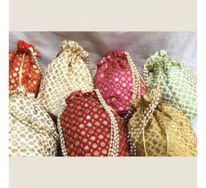 Embroidered With Pearl Potli Handle <strong>Bags</strong> Designer Resham Patti Work Embroidered Pattern Designs Party and Wedding Potli <strong>Bag</strong> - Product Image 3