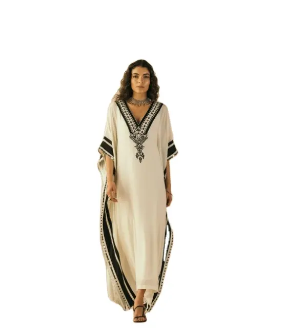 Caftan brodé personnalisé, manches courtes, pour femme, haut de gamme, vêtements d'été, gypies Chic, longs, dames, nouvelle collection