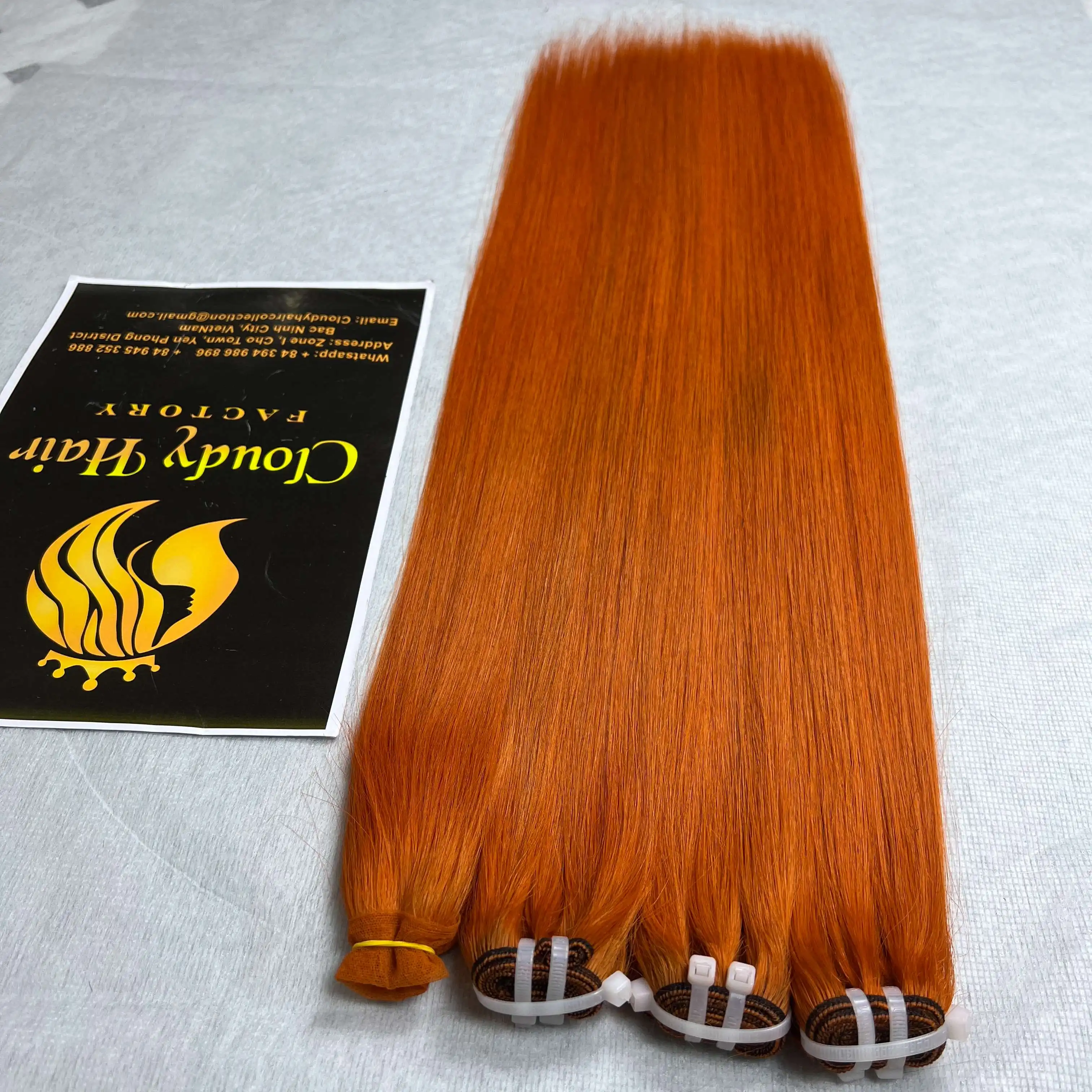 8-30 pouces de cheveux humains vietnamiens 100% faisceaux de cheveux humains droits en os brut | Extension de cheveux humains de couleur orange à la mode