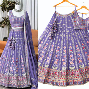 Premium Quality Faux Georgette Lehenga <strong>Choli</strong> With Heavy Sequins Thread Work for Special Occasions for <strong>Wholesale</strong> - Product Image 1