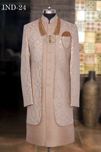 デザイナー刺Embroideredインドウエスタンシェルワニ花婿ウェディングシェルワニメンズシェルワニパキスタンで手頃な価格で製造 - Product Image 4