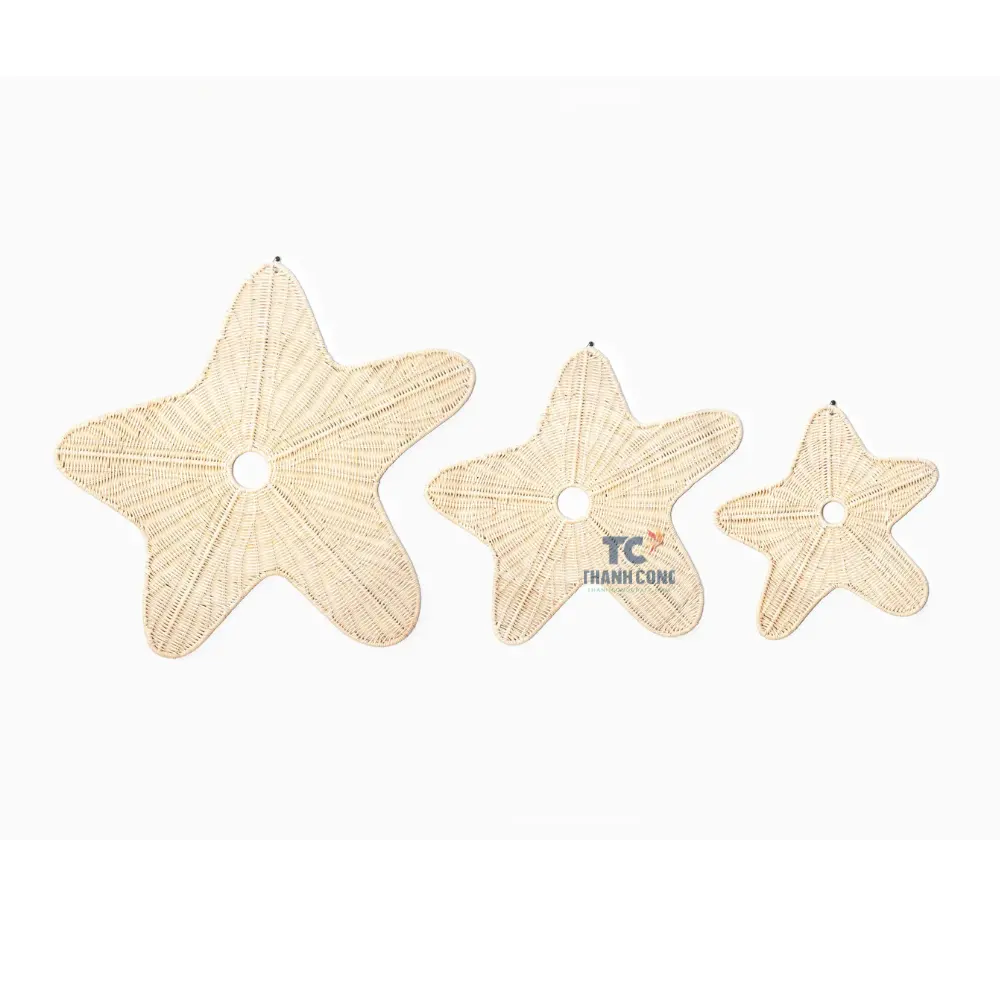 Conjunto de estrela de vime tecido natural feito à mão para crianças decoração de parede de vime boho ornamento de berçário quarto