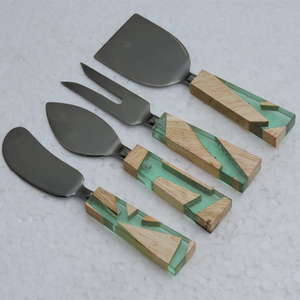 Tốt Nhất Bán Pho Mát Bơ Dao 4 Miếng Thiết Lập Thép Không Gỉ & Nhựa Pho Mát Bộ Cong Xử Lý Bộ Đồ Ăn Pho Mát <span class=keywords><strong>Slicer</strong></span> Dao - Product Image 3