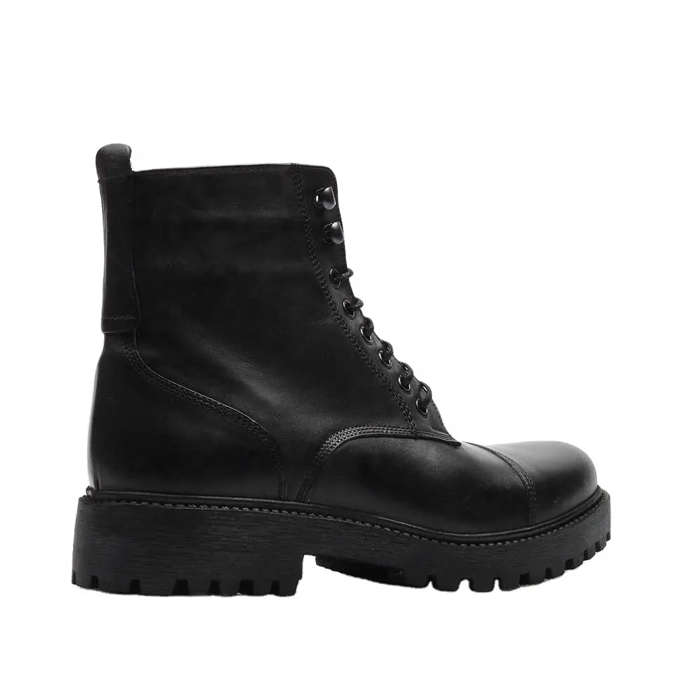 Botas masculinas de couro genuíno, botas de couro feitas com sola de borracha, duráveis, para homens