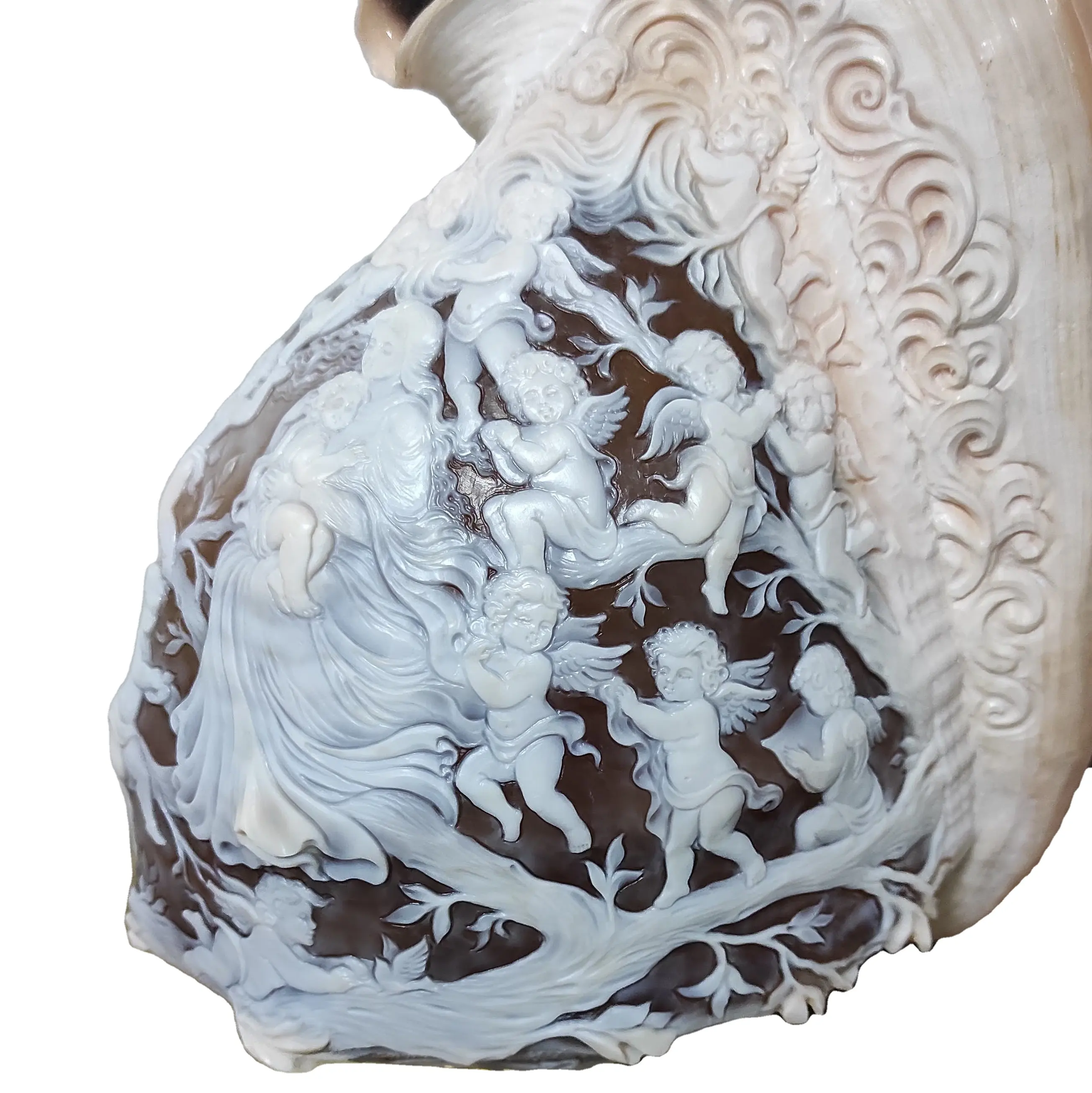 Coquille de Sardonyx sculptée à la main en vrac, Cameo de Torre du grec, italie naturelle, sculptage complet, personnalisable