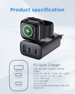 Apple Watch şarj bloğu için 43W dahili iWatch şarj cihazı, USB-C ve USB-A,PD iPhone şarj cihazı ile 3 port hızlı şarj cihazı - Product Image 6