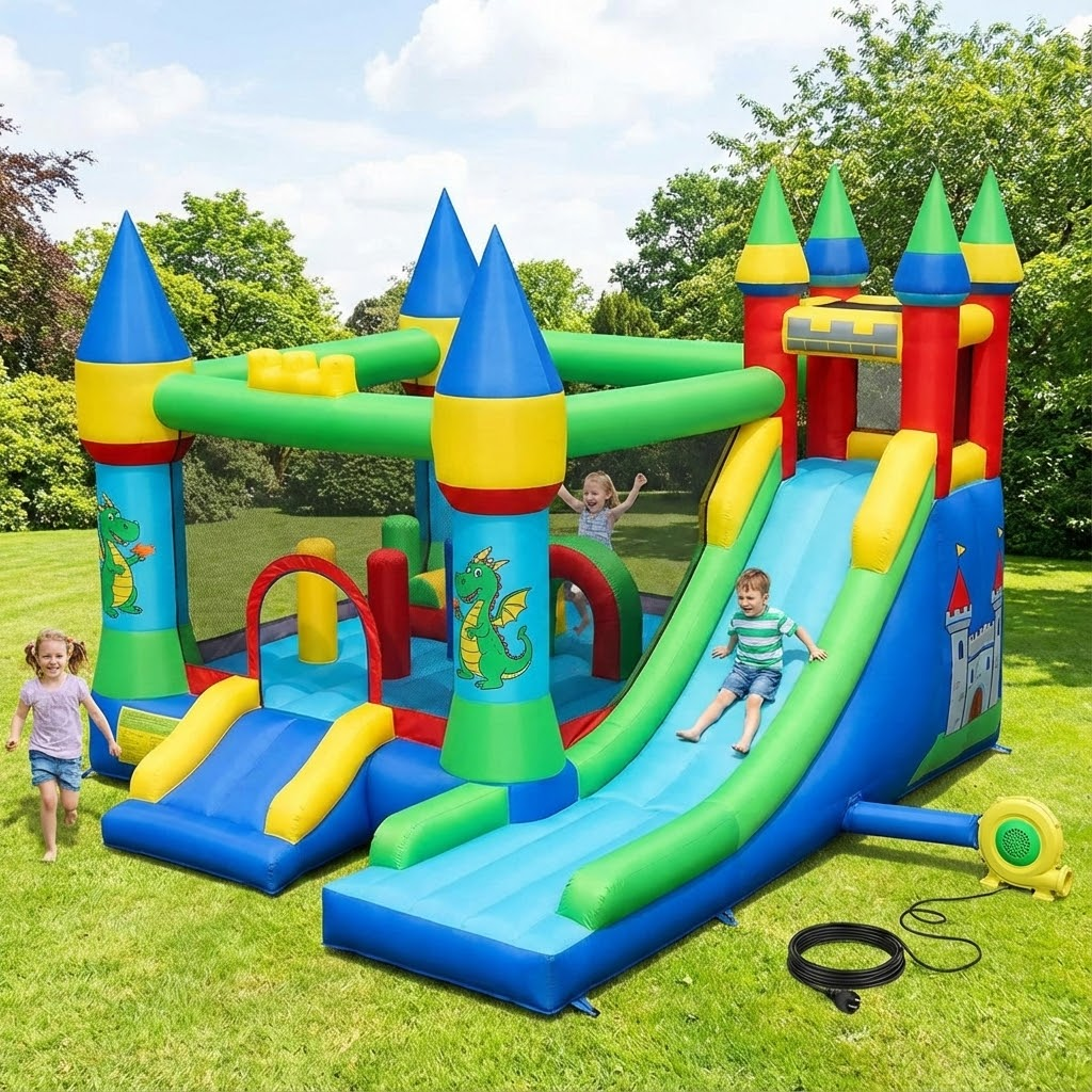 château gonflable vert