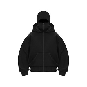 Özelleştirilmiş erkek fermuarlı kapüşonlu eşofman üstü ağır tam fermuar maskeli Hoodie yüksek kalite Balaclava <span class=keywords><strong>Zip</strong></span> Hoodie <span class=keywords><strong>2025</strong></span>