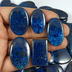 Doğal Azurite Cabochon el oyma gevşek taş takı yapımı için Mix şekli boyutu ile kristal kuvars yeşim oluşan - Product Image 1