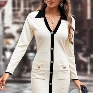 Vestido de Punto Para mujer estilo Frances, Elegante Y ajustado, que estiliza La Figura.Look sosisticado Y juvenil - Product Image 1