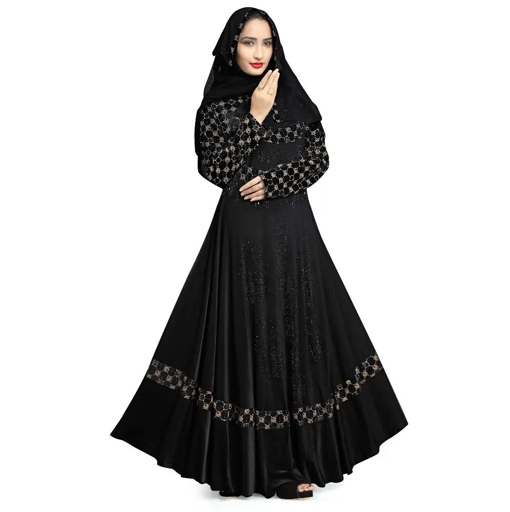 Color negro liso moda elegante Abaya tendencia alta calidad Hijab niñas damas musulmán Kaftan vestido largo Abayas vestidos elegantes