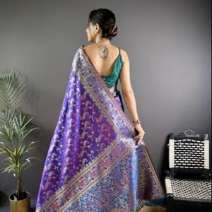 MALHAR MOHINI VOL-7 PASHMINA SILK <strong>DESIGNER</strong> SAREE WHOLESALE MARKET IN PUNE - Product Image 3
