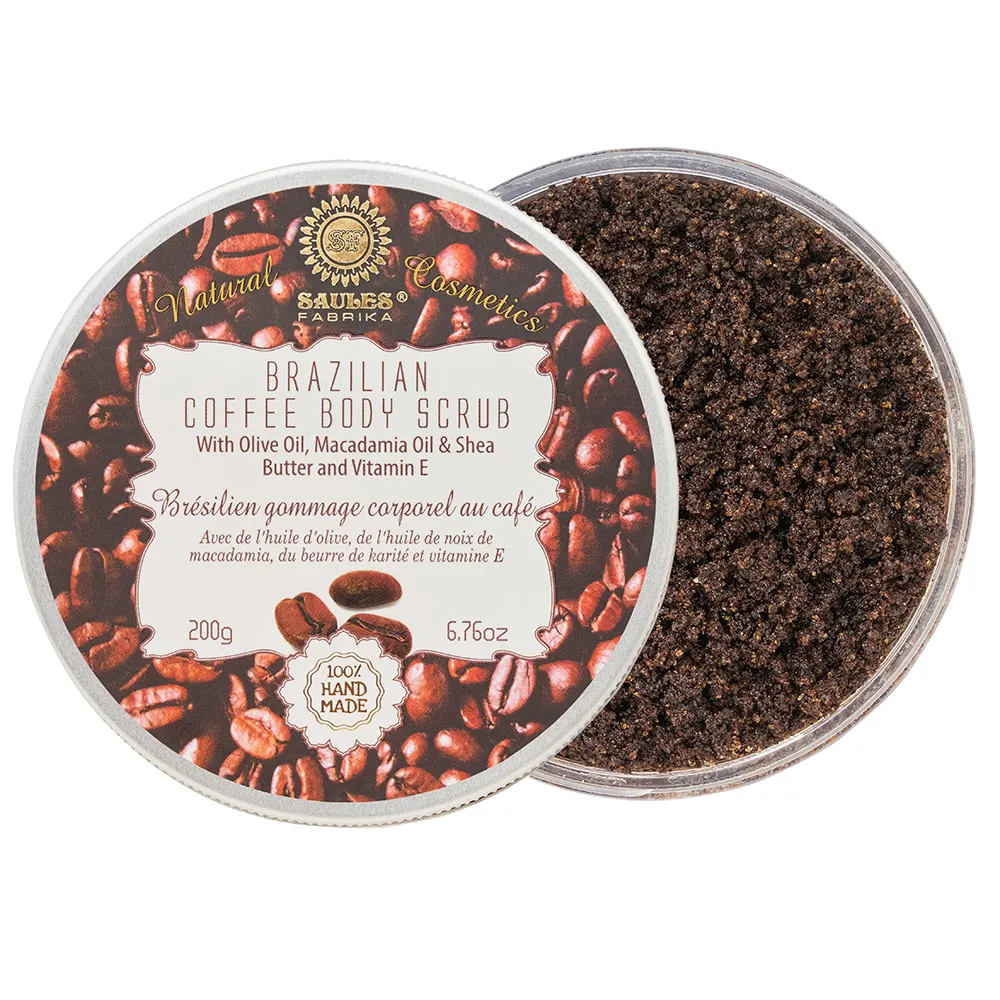 100% doğal sıcak satış derin nemlendirici Arabica kahve fırçalayın Shea yağı ile toptan doğrudan üretici