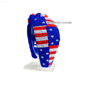 Hot Selling National Day Collection Headbands 4th <strong>July</strong> 4th <strong>July</strong> Red Blue Stars Beaded Top Knotted <strong>Hair</strong> Accessory Special Offer