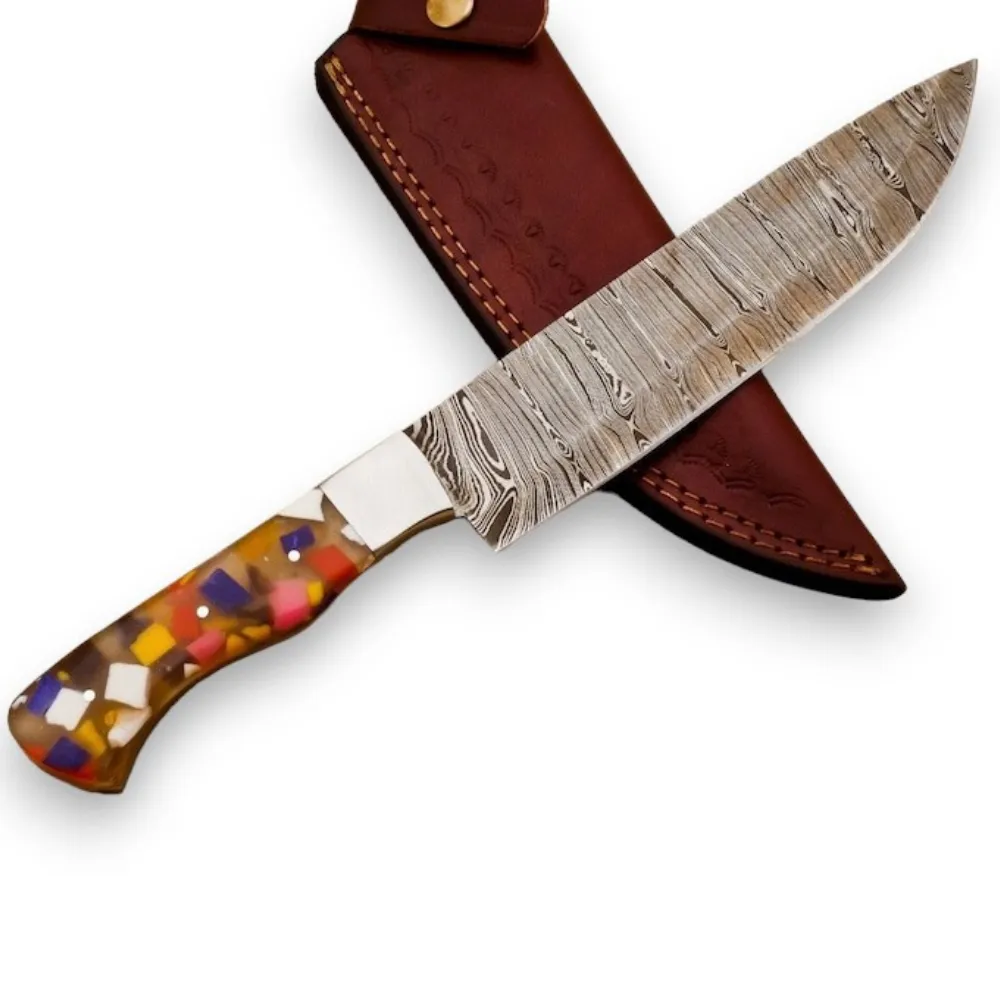 Damascus Steel Chef Knife Resin Handle With Beautiful Pattern Best Gift For Women Gift for Love