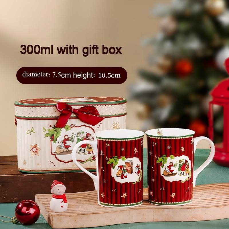 Tasse à double paroi droite avec rayures vintage - coffret cadeau