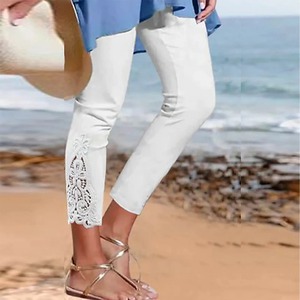 Bahar yaz <span class=keywords><strong>Capris</strong></span> kadın dantel tayt yüksek bel Slim Fit sıkı uzun pantolon yönlü kadın Beachwear tayt