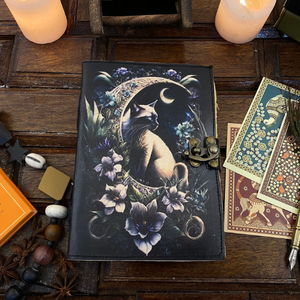 Handmade Leather Journal for Cats Cute Aesthetic Notebook with Deckle Edge Pages &amp; C Lock Printed <strong>Style</strong> for Daily <strong>Writing</strong> - Product Image 4