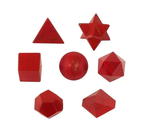 Platonic Solids 7-piece Red Jasper healing crystal sacred geometry set Wholesaler Of Geometry Set Chakra Stone For Used As Chakr