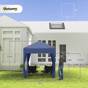 Outsunny 2x2m Polyester ve çelik, mavi 4 çıkarılabilir duvarlar ile katlanır Gazebo açılır - Product Image 3