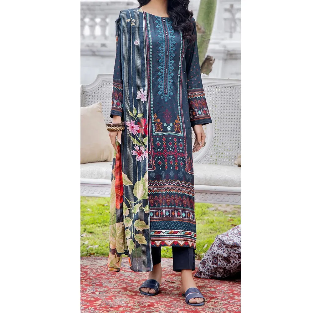 Grosir kualitas Premium 2023 desain terbaru wanita musim panas Shalwar Kameez desain Anda sendiri rumput gaun katun