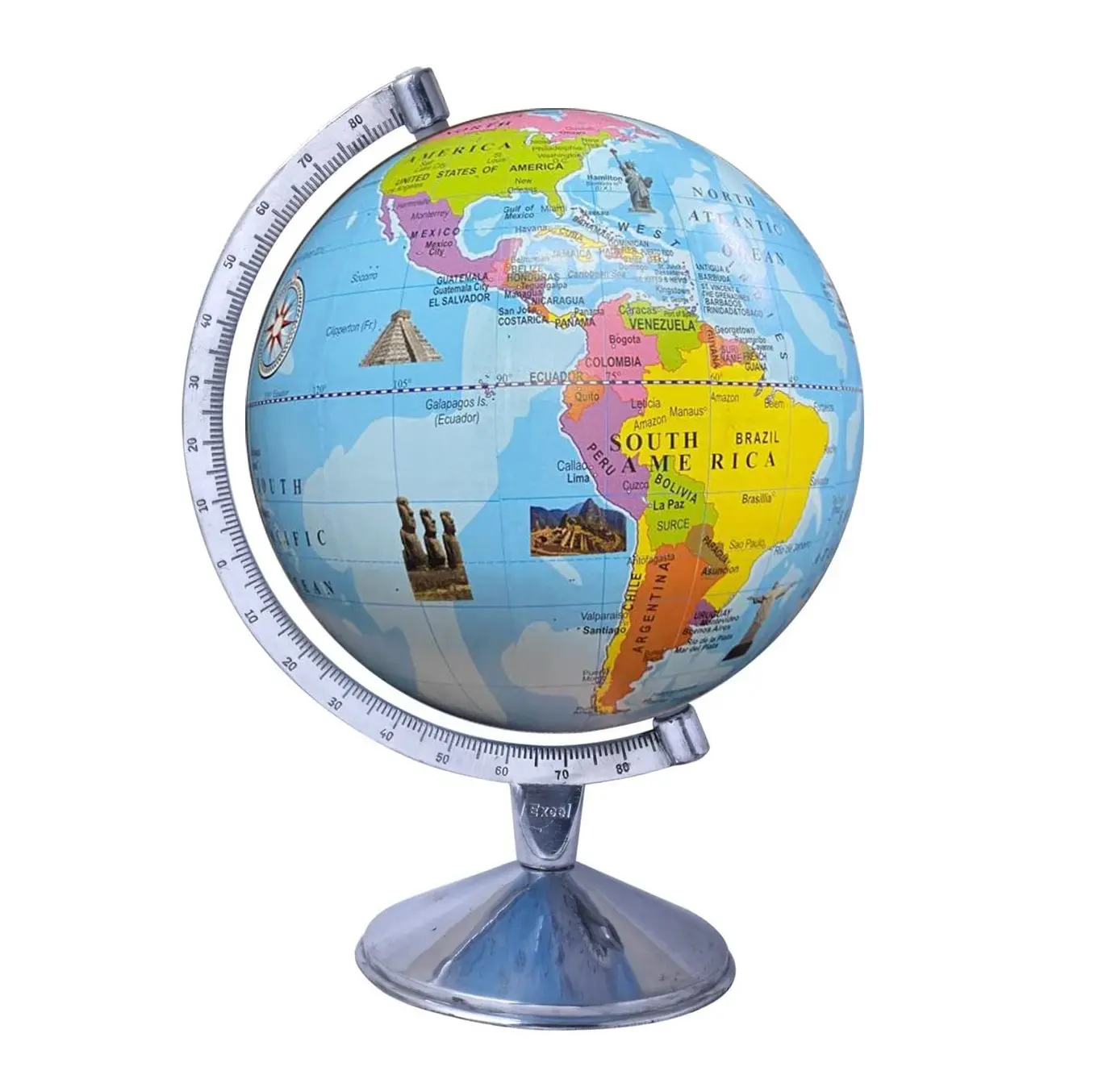 Carte du monde de globes de style antique à la demande pour la décoration de bureau à domicile disponible à un prix abordable par Regal Metal World