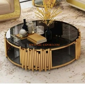 Luxury Round Metal <strong>Center</strong> <strong>and</strong> Side Table Customized Sizes Vintage Gold Black <strong>and</strong> Silver Table for General Use Home Furniture