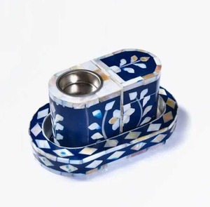 Şık kemik kakma ve inci Bakhoor brülör Set masa akrilik Mabkhara tütsü ve dekor için tepsi ile - Product Image 4