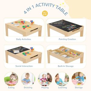 Sanat ve el sanatları ile 4 in 1 çocuk masa depolama yürümeye başlayan masa ve sandalye 2-5 yaş için 2 tersinir kara tahtaları ile - Product Image 2