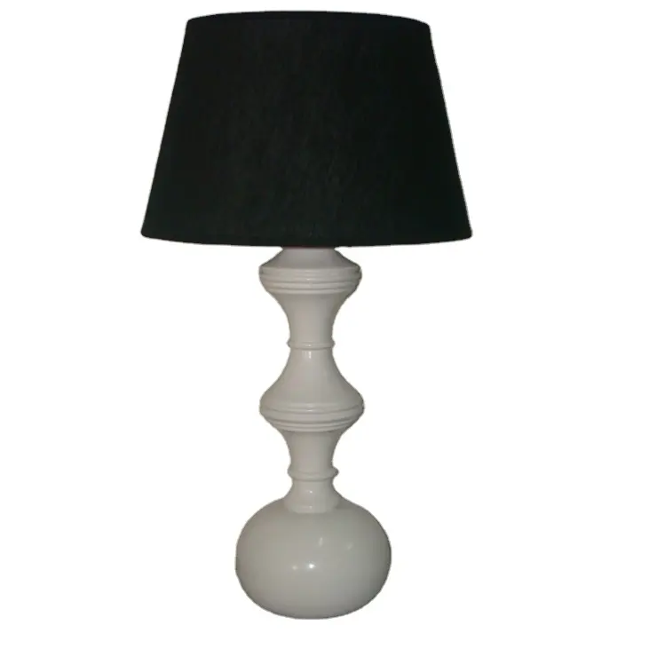 Victorian White Wood Table Lamp with Black Shade New Eye-Catcher for Living Room Decoration