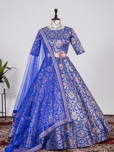 印度民族服装提花粉色Lehenga Choli配Dupatta配重编织Zari作品<span class=keywords><strong>Lengha</strong></span>