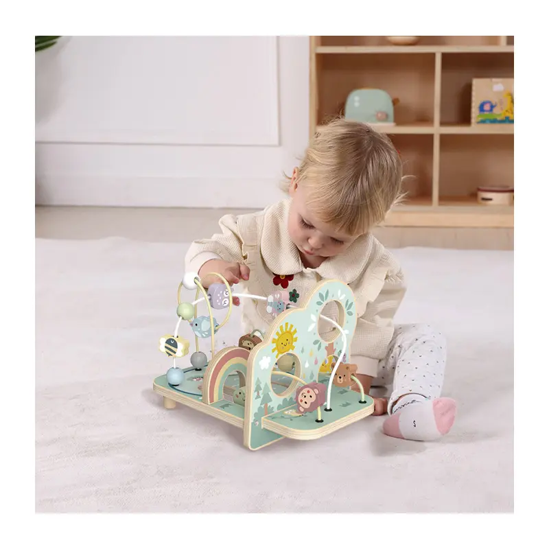 Jouets de labyrinthe de perles de forêt en bois pour les tout-petits, jouet de perles coloré montagnes russes jouets éducatifs préscolaires pour les tout-petits