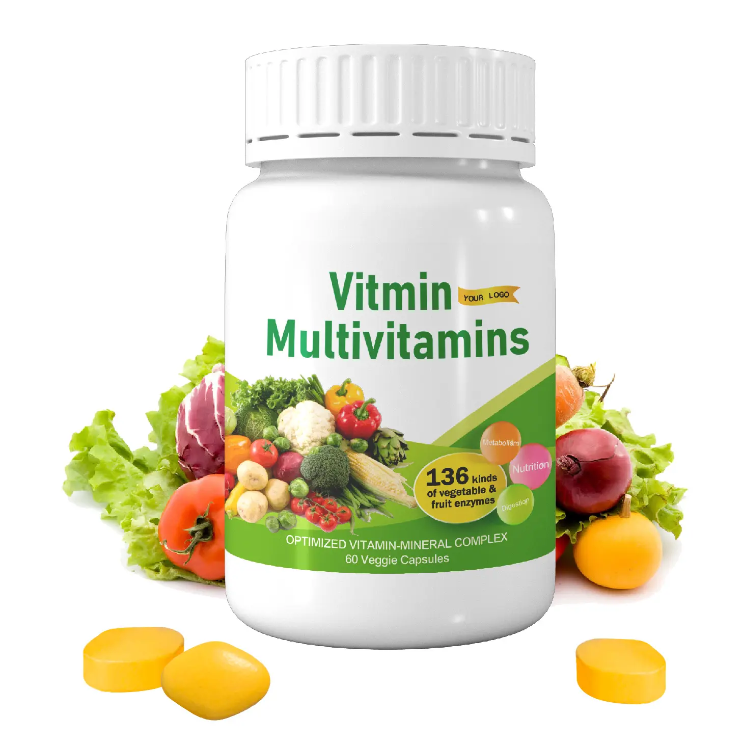 건강 보조 식품 멀티 비타민 캡슐 손톱 성장을 자극 사용자 정의 포장 가능 야채 과일의 136 종류
