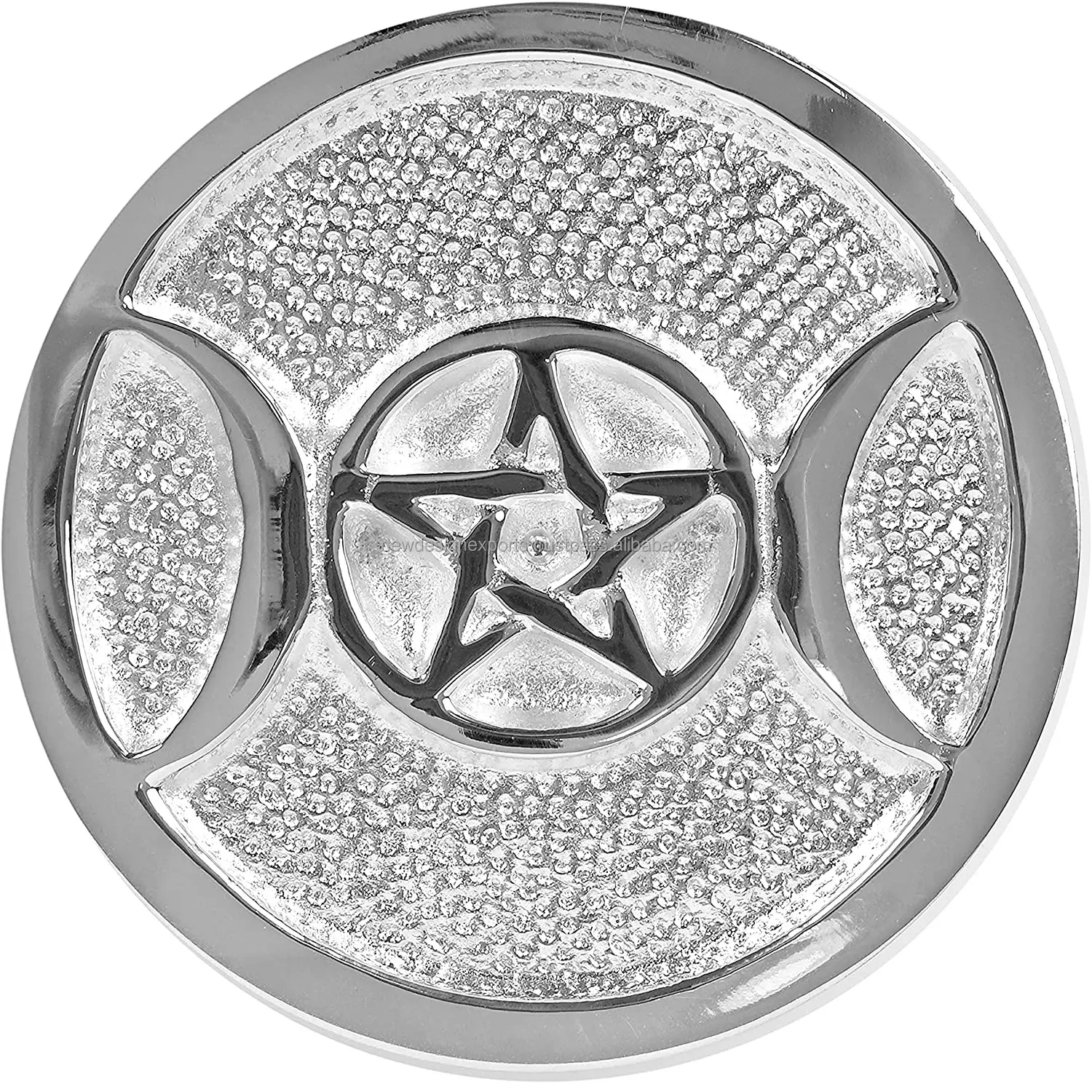 Altar Tile Silver Plated Round 2 Pack 3 Inches Triple Moon Pentagram