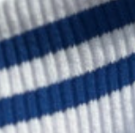 White with blue stripes