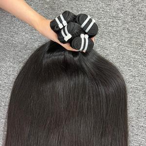 卸売100% リアルナチュラルストレート人毛未加工ワンドナートップ販売ショートバージン髪横糸スイスレース30インチ - Product Image 2