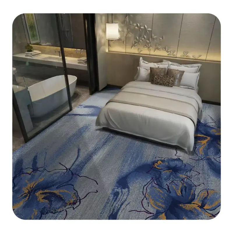 Carpet factory supports customized Akminster nylon printed five-star hotel room corridor wall to wall fire-resistant carpets