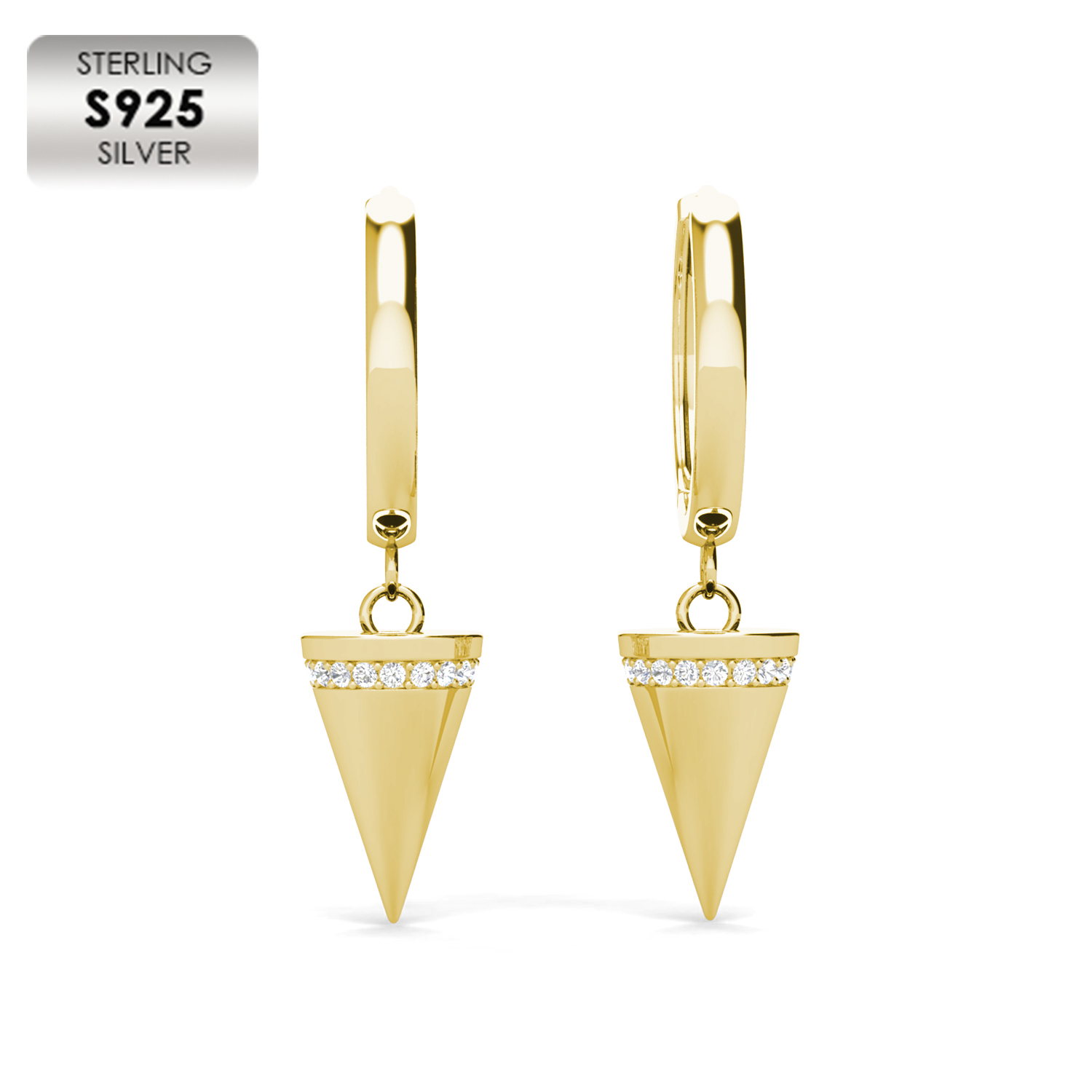 925 Silver 18K Yellow Gold Plated Girls Earrings