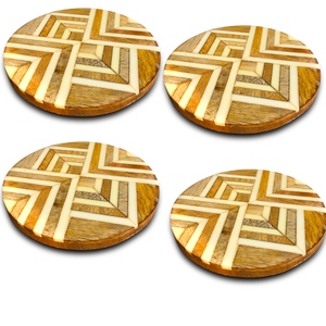 圆形杯垫，热/冷饮杯垫，餐桌装饰杯垫套装 (杯垫4psc套装1个组合) - Product Image 1