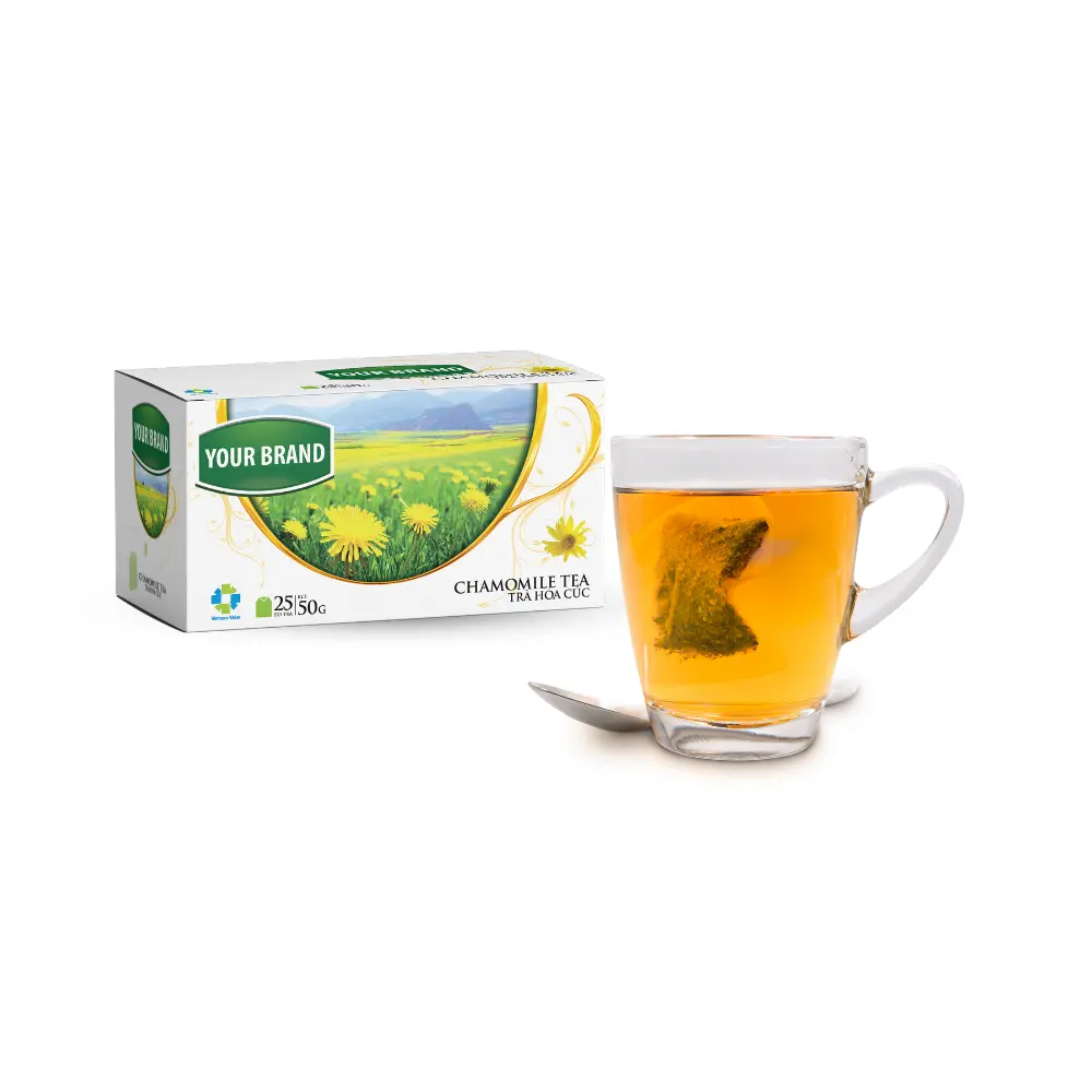 Campione gratuito di carta da filtro per bustine di tè con erbe secche pacchetto di tisane alla rinfusa scatola da tè confezione fiori secchi di camomilla