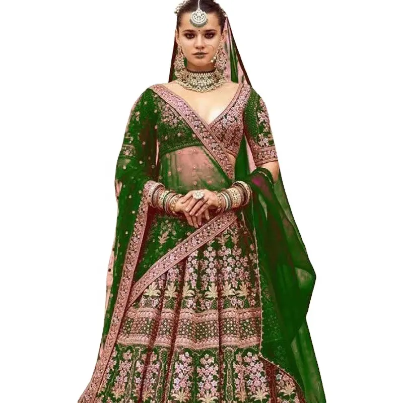 Designer De Noiva Lehenga Choli para Mulheres Roupas Tradicionais Para Casamento Com Trabalho Pesado Bordado Lehenga 2023 Fornecedor Índia