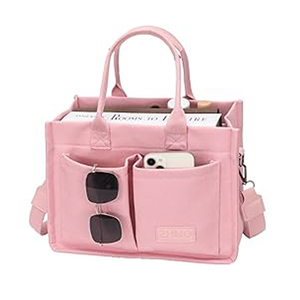 Kadınlar için pembe tuval Tote çanta için büyük özel desen fermuar kapatma ile yüksek kalite - Product Image 2