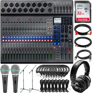 Zooms LiveTrak L-20 20-<strong>Input</strong> <strong>Digital</strong> Mixer &amp; Multitrack <strong>Recorder</strong> With 32GB, Professional Monitoring Headphones - Product Image 1