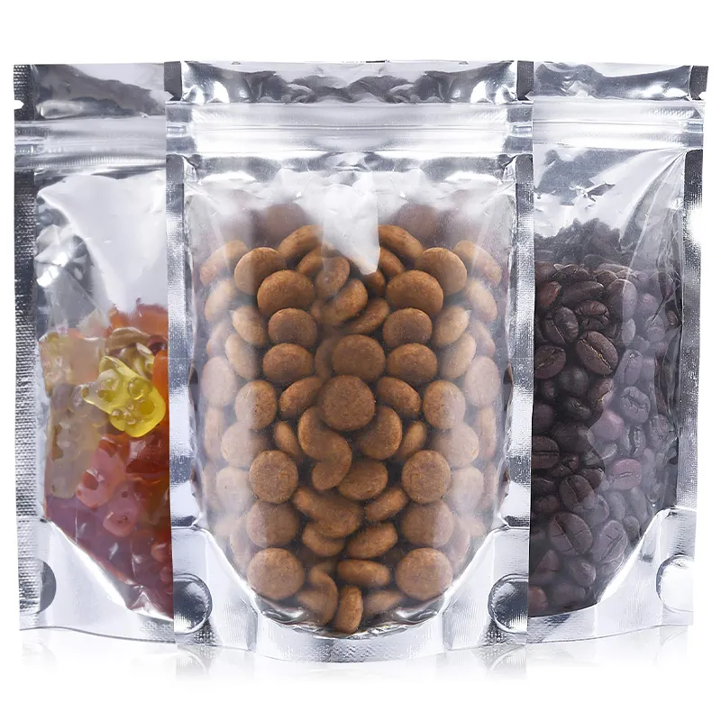 Sac en mylar holographique de qualité alimentaire biodégradable personnalisé feuille d'aluminium + sac Yin Yang transparent plastique à fermeture éclair anti-odeur