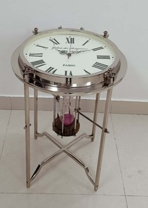 Metall Send Timer Tisch mit Uhr und Klarglas Kaffee Beistell tisch mit Uhr Unique Design Tisch uhr - Product Image 2