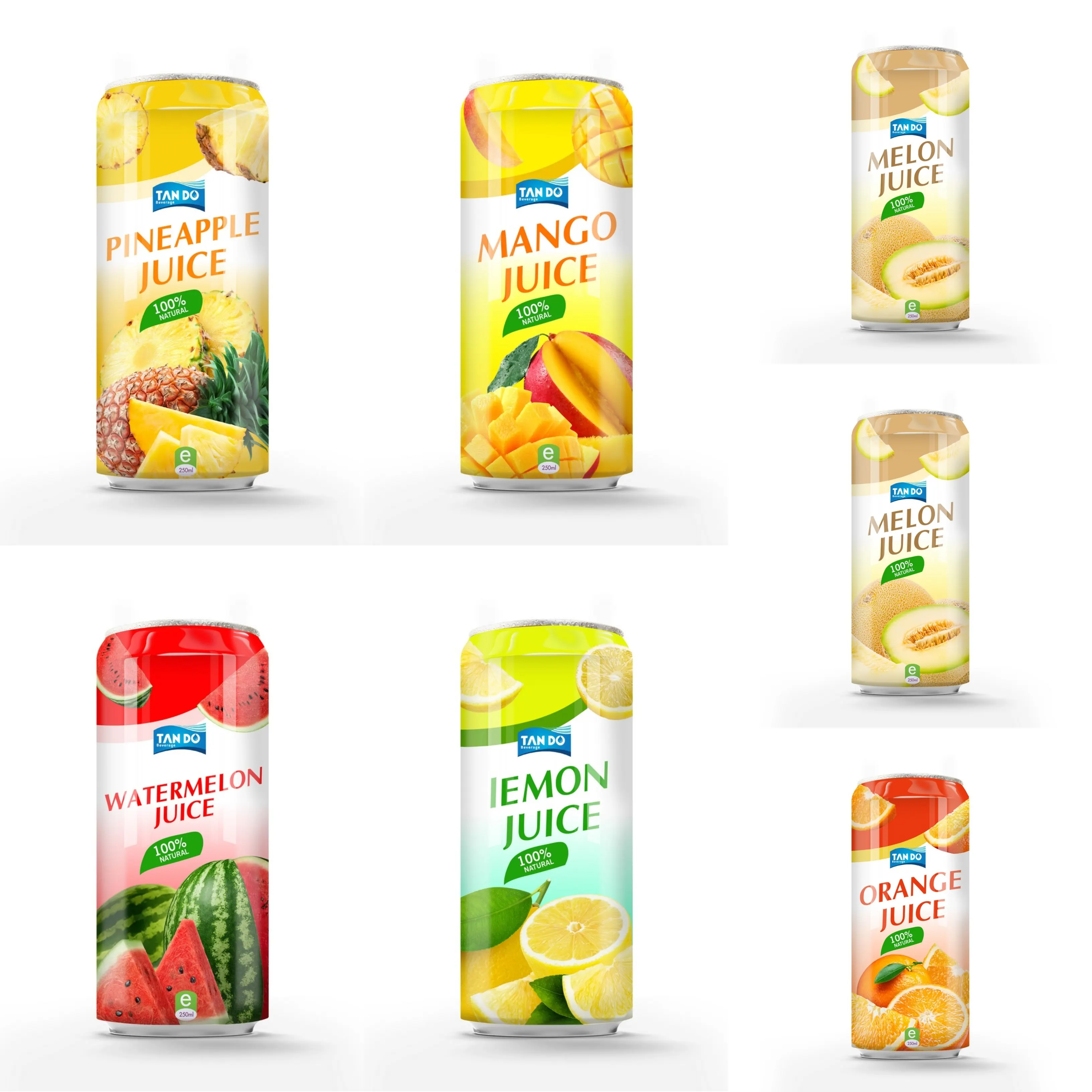 Vente en gros/Marque privée Boisson tropicale de jus de fruit pur 250ml en boîte du Vietnam-Échantillon gratuit-Prix bon marché-Sans sucre ajouté